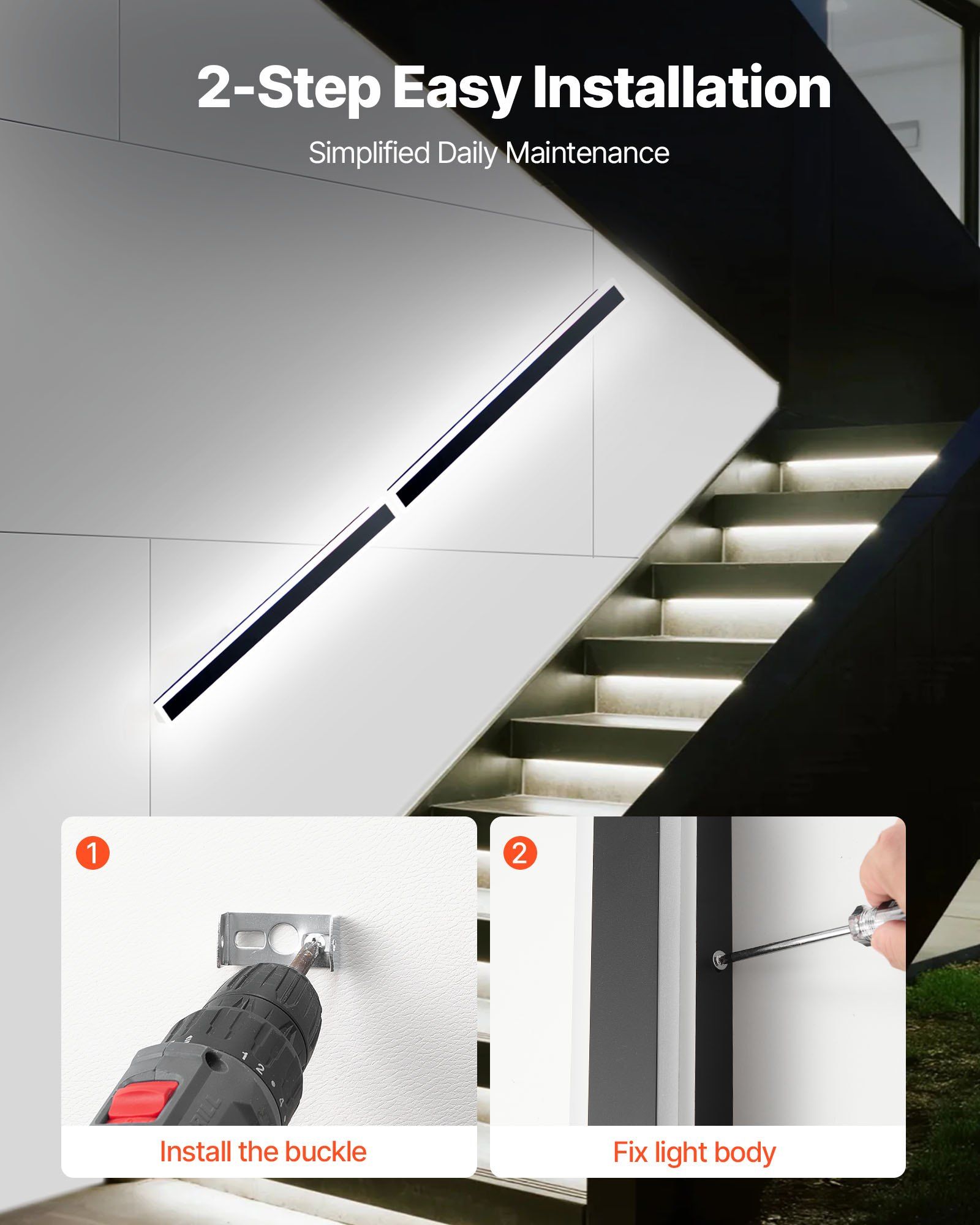 2 Pack 39.4 Inch Long Outdoor Wall Lights RGB Modern Exterior Sconce Fixtures Dimmable 2700K-6000K IP65 Waterproof Anti-Rust for Porch Garage House