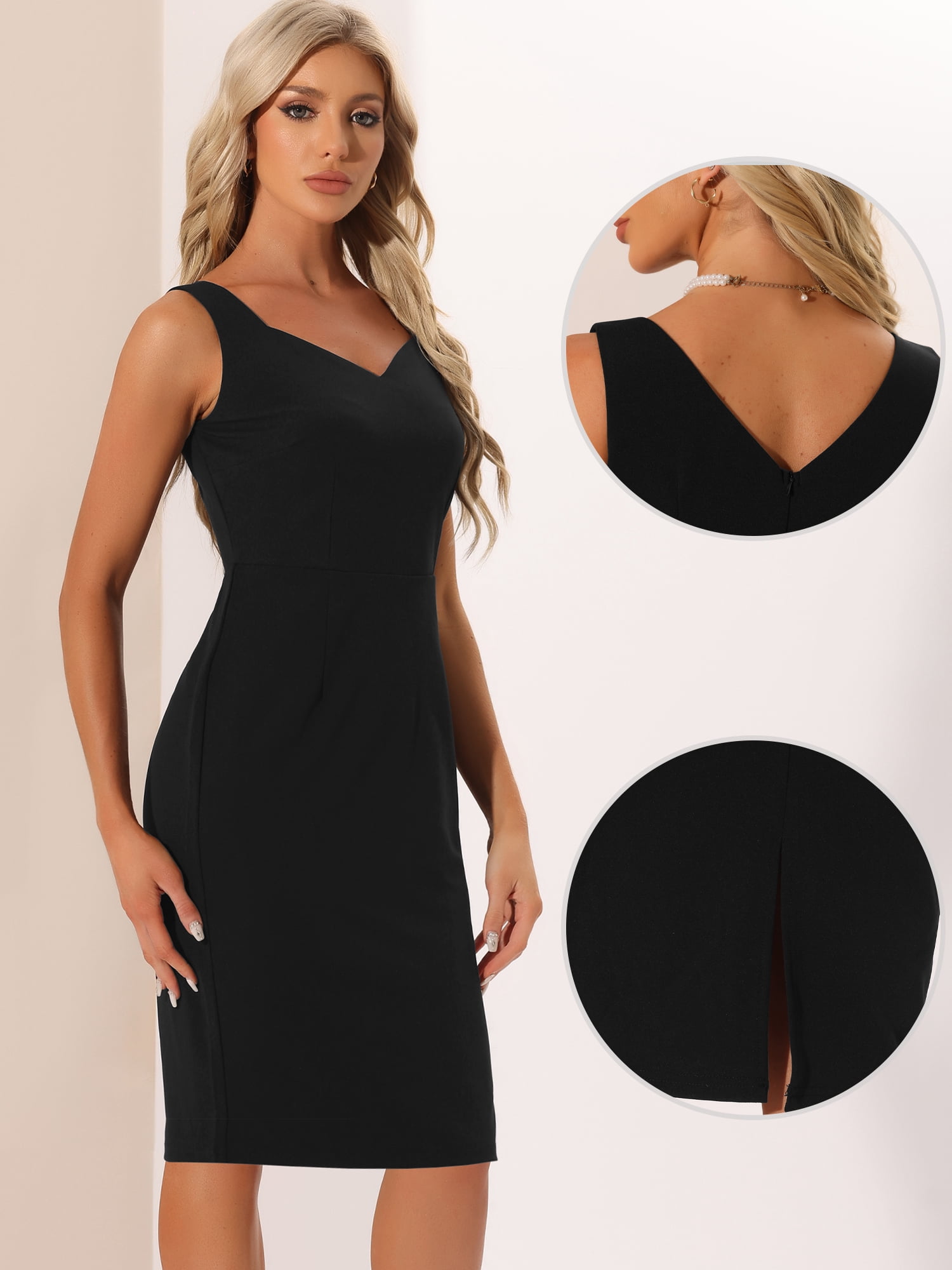 DARING DIVA Women's Sleeveless Bodycon Pencil Dresses XS Black