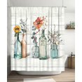 thumbnail image 2 of Farmhouse Flower Shower Curtain for Bathroom Rustic Floral Shower Curtains Country Botanical Waterproof Polyester Fabric Bathroom Decor Curtain with Hooks 72x72 Inches, 2 of 6