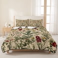 thumbnail image 3 of Twin Quilt Set 68''x86'', Rustic Botanical Lightweight Summer Bedspread Coverlet Set with 2 Pillow Shams, Vintage Floral Wildflower Breathable All Season Quilt Bedding for Dorm/Bedroom, 3 of 9