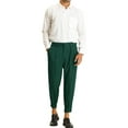 thumbnail image 2 of INSPIRE CHIC Men's Formal Pants Pleated Front Zip Hem Tapered Cropped Pants 32 Dark Green, 2 of 5
