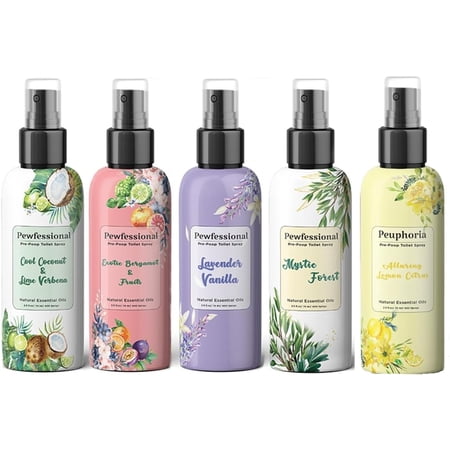 Poop Spray for toilet, Pre Poo Toilet Spray, Bathroom Odor Eliminator and Air Freshener, 2.5 Ounce 5 pack Travel Size