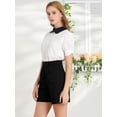 thumbnail image 4 of Bermudas De Algodón De Pierna Recta Hasta La Mitad Del Muslo De Cintura Alta Para Mujer Negro M, 4 of 6