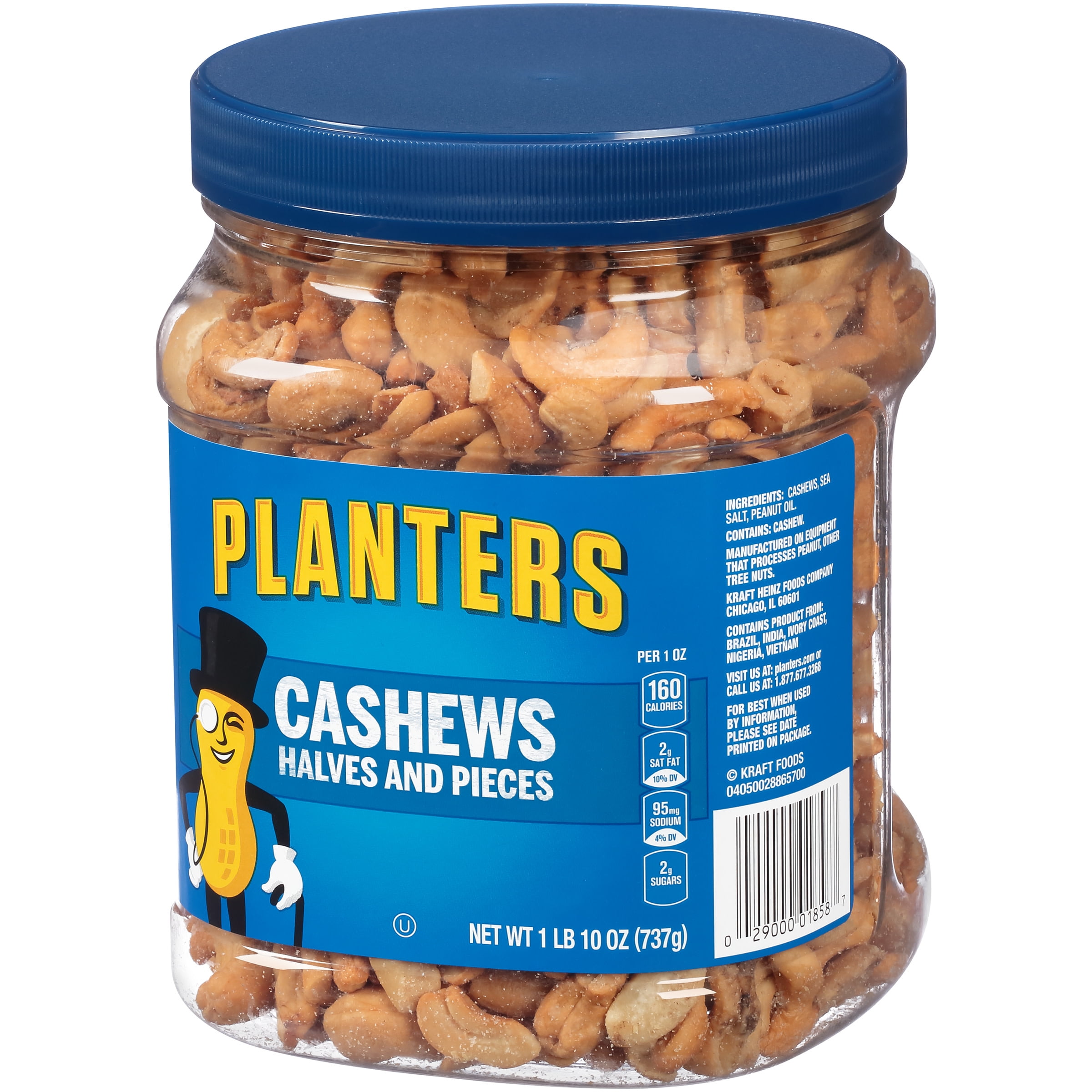 Planters Cashews Halves Pieces 1 63 Lb Container Walmart Com Walmart Com