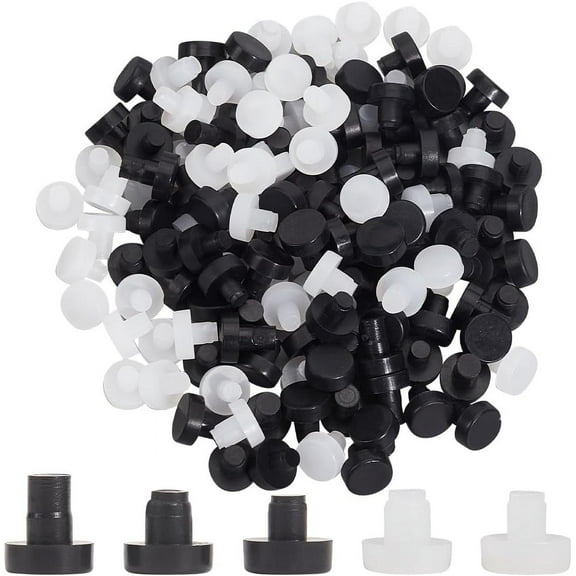 1 Box 150Pcs 5 Styles Glass Top Table Bumpers with Stem Black Clear Plastic Non Slip Pads Glides Grippers Patio Glass Tables Spacers Bumper for 1/4 0.28 0.37 Inch Hole Furniture Cabinet diy