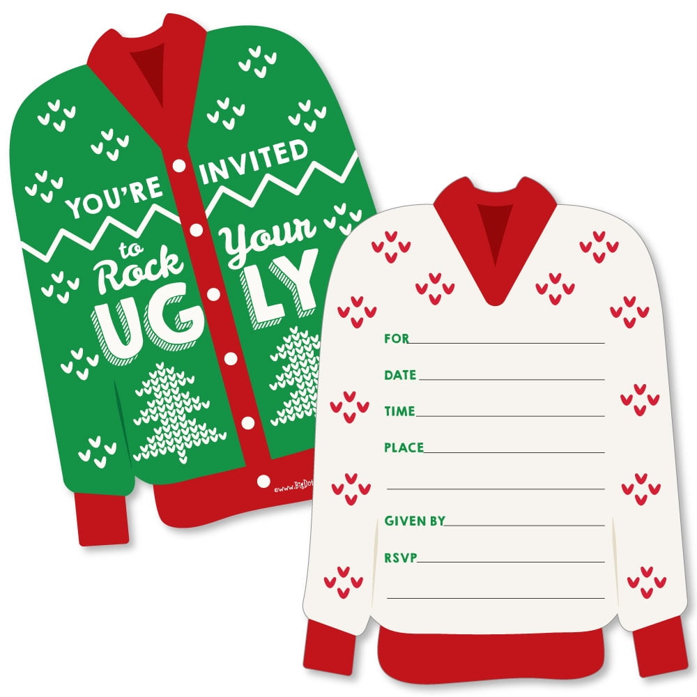 Ugly Sweater Shaped Fillin Invitations Holiday & Christmas Party