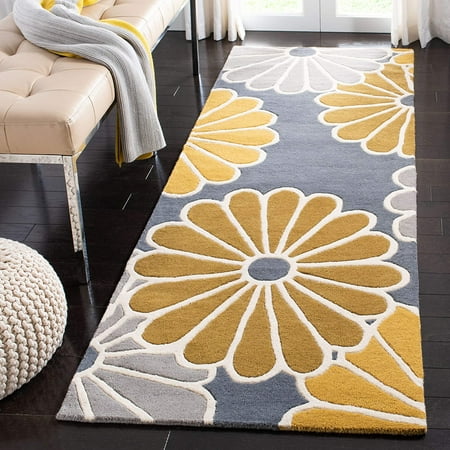 SAFAVIEH Soho Collection 2 6  x 6  Grey / Yellow SOH705A Handmade Premium Wool & Viscose Runner Rug The Safavieh Soho Collection is modern chic mixed with classic elegance. These clean  contemporary designs are modernized to work equally well in both modern and traditional homes. Each rug is handmade of the purest  premium New Zealand Wool  to add clarity and softness. These rugs are accented with viscose  to add silky softness to the wool. This innovative collection is handmade in India.