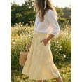 thumbnail image 3 of DARING DIVA Women's Gingham Drawstring Waist A-Line Midi Skirt Small Yellow, 3 of 8