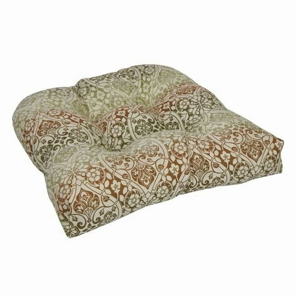 Blazing Needles 93184-1CH-PO-008 19 in. U-Shaped Premium Outdoor Tufted Dining Chair Cushion, Festive Spice
