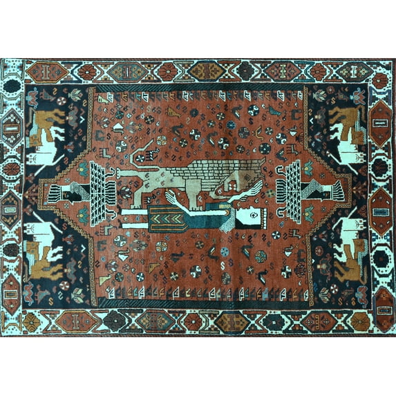 Ahgly Company Indoor Rectangle Animal Light Blue Traditional Area Rugs, 7' x 9'