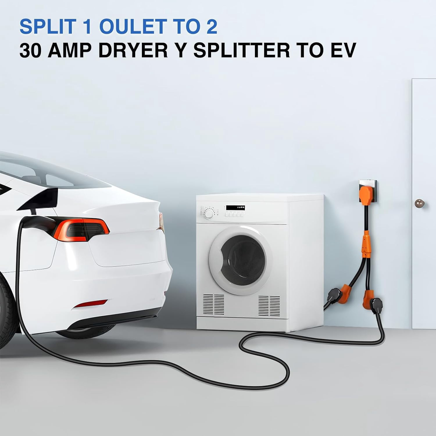 Nilight EV Dryer Y Splitter Adapter Cord 30 Amp Male Plug to Two 30Amp Female Receptacle 4 Prong 125V/250V 7500 Watt Pure Copper Conversion Heavy Duty STW 10 AWG Cable 14-30P 14-30R 30M/30F