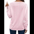 thumbnail image 3 of Blusas Elegantes e Informales para Mujer, con Cuello en V, Larga, Botones, Encaje Calado y Bordado. Rosa S, 3 of 8