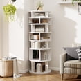 thumbnail image 2 of 8 Tier Rotating Shoe Rack Tower, 32 Pair Shoe Organizer Shelf, White, 63.3" x 23.6" x 23.6", 2 of 10