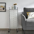 thumbnail image 4 of Renwick 10 Drawer Rolling Storage Cart Home Office Organizer Cart with Wheels, White, 4 of 10