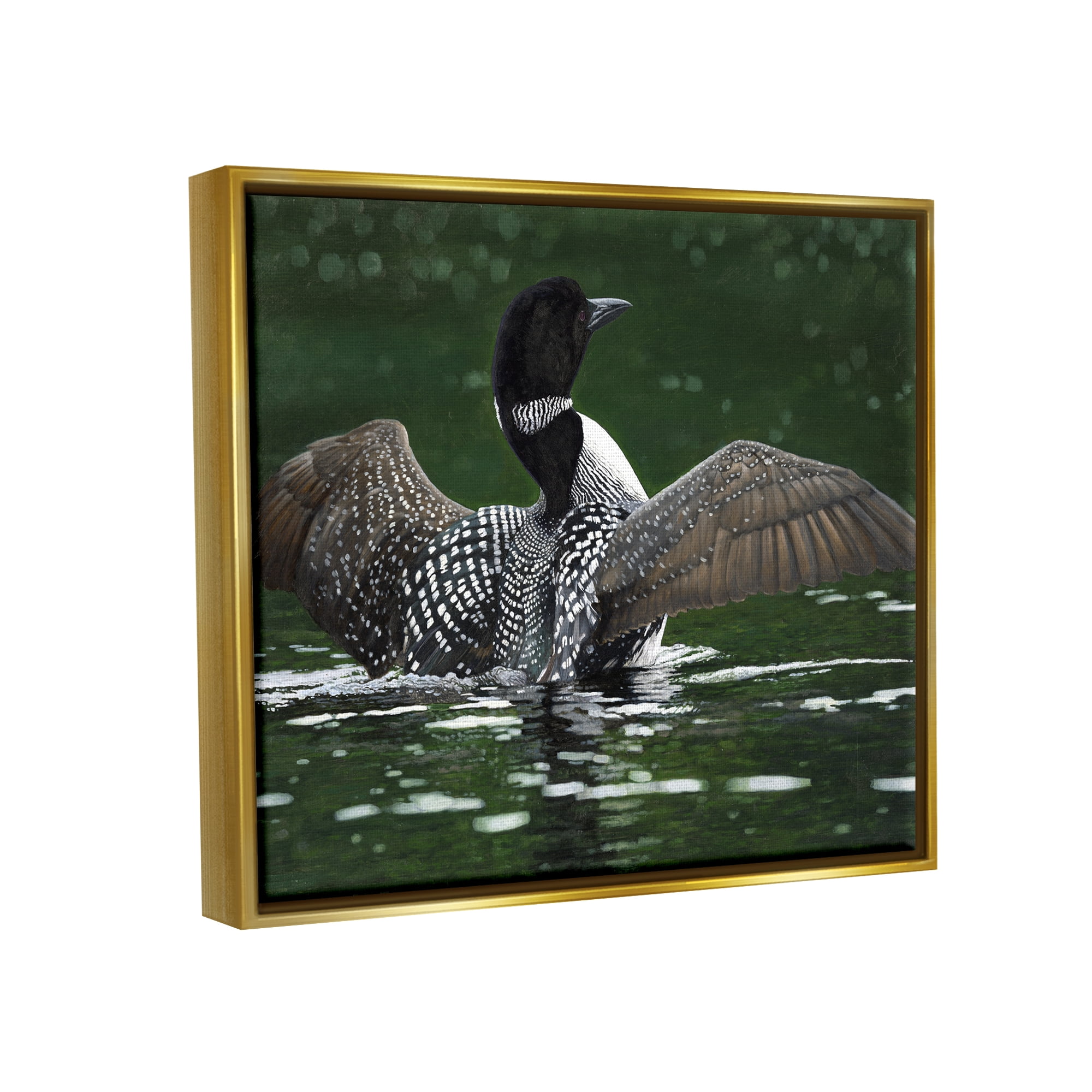 Stupell Industries Goose Spreading Wings Animals & Insects Photography Gold Floater Framed Art Print Wall Art, 31 x 25