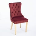 thumbnail image 4 of Nikki Velvet Dining Chairs (Set of 2) - Burgundy &amp; Gold, Modern Tufted Wood, Stainless Steel Legs. American Design, for Dining Room. SW1601WR., 4 of 18
