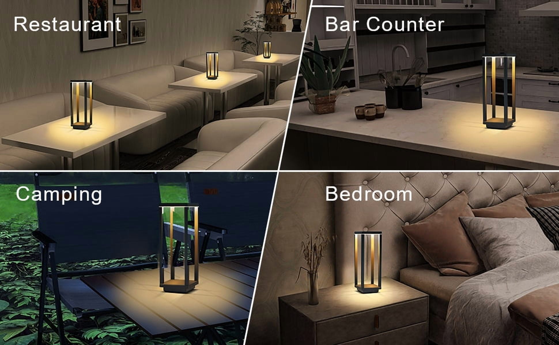 2 Pack Cordless Table Lamp Rechargeable, IP55 Waterproof, 60h Runtime Protable Outdoor Table Lamps, 3 Color Stepless Dimming Battery Powered Table Lamp for Dinner/Restaurant/Bedroom/Cafe
