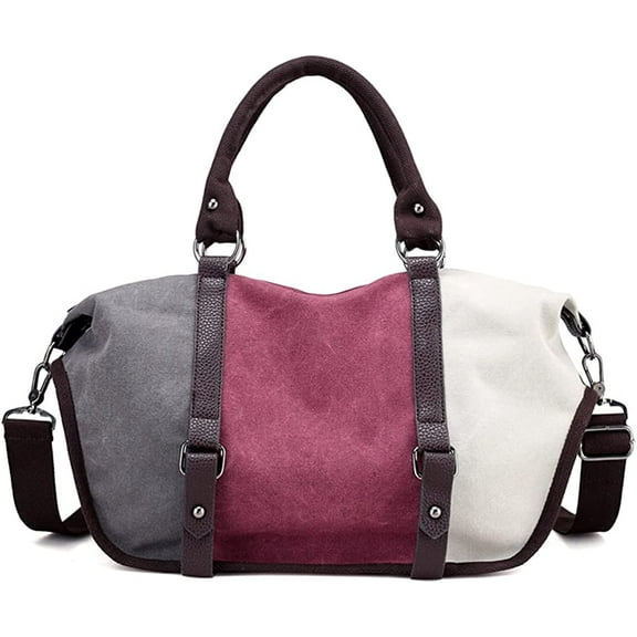 CoCopeanut Handbag for Women Retro Casual Shoulder Bag Clash of Color Canvas Bag Large Capacity Crossbody Bag Commuter Purse