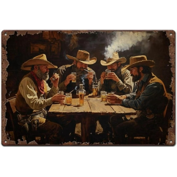Western Cowboy Metal Signs Cowboy Tavern Tin Signs Vintage Tin Sign Vintage Wall Art Funny Retro Decor for Bar Man Cave Garage Wall Decor Plaque Club Party Living Room Retro Metal Decor