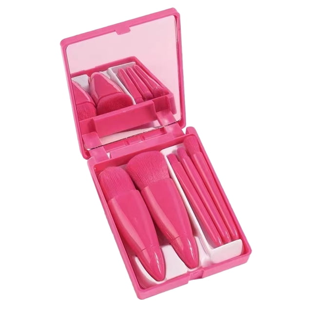 Juego de 5 brochas de maquillaje de viaje fáciles de llevar, mini brochas cosméticas con múltiples funciones