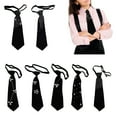 thumbnail image 2 of Yauxim Tie Elegant Rhinestones Embellished Preppy Shirt Neck Tie for Women Men Student Uniform Adjustable Pre Tied Black Necktie, 2 of 8