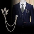 thumbnail image 4 of 3pcs Men's Suit Brooch Pin Badge with Chains - Lapel Pin for Men's Shirts, 4 of 5
