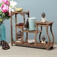 thumbnail image 4 of MasteelfCA Wooden Antique Shelf Curio Display Rack Tea Canister Display Stand Home Decor, 4 of 9