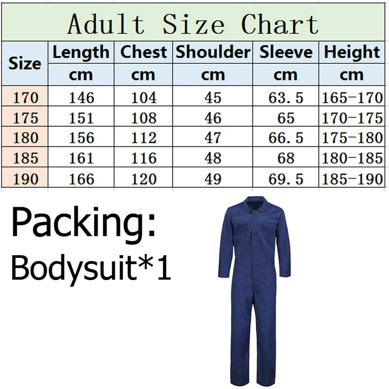 Boiler suit shop size conversion