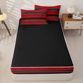 thumbnail image 4 of jejeloiu Bold Paisley Zipper Twin Comforter Sets with Fitted Sheet and 2 Pillowcases For Men Women,Striped Print Zipper Bedding Set,Red Black,Black Reversible,4 Pieces, 4 of 7