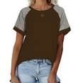 thumbnail image 2 of Jalioing Casual Short Sleeve T Shirt for Women Loose Color Block Crew Neck Basic Tee Shirt Summer Loose Tops, 2 of 3