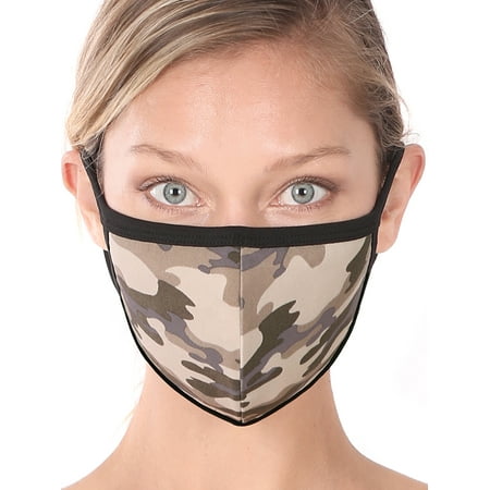 Camouflage Print Fashion Washable Adults Unisex One Size Face Covering Mask - Dusty Camouflage