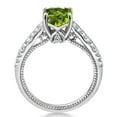 thumbnail image 3 of Gem Stone King 925 Sterling Silver Green Peridot and White Created Sapphire Engagement Ring for Women (2.00 Cttw, Cushion Gemstone Birthstone, Available in Size 5, 6, 7, 8, 9), 3 of 5