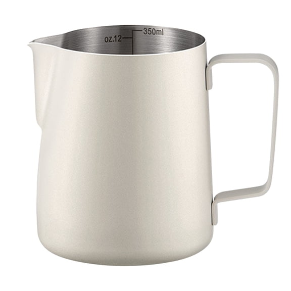 Milk Frothing Pitcher, 12oz Milk Frother Cup with Clear Scale, 304 Stainless Steel Cappuccino Espresso Machine Accessories for Barista Coffee Bar