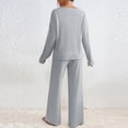 thumbnail image 4 of vigerkar 2 Piece Outfits for Women Long Sleeve Vneck Tops and Wide Leg Pants Ribbed Matching Lounge Set (Light Gray, XL), 4 of 7