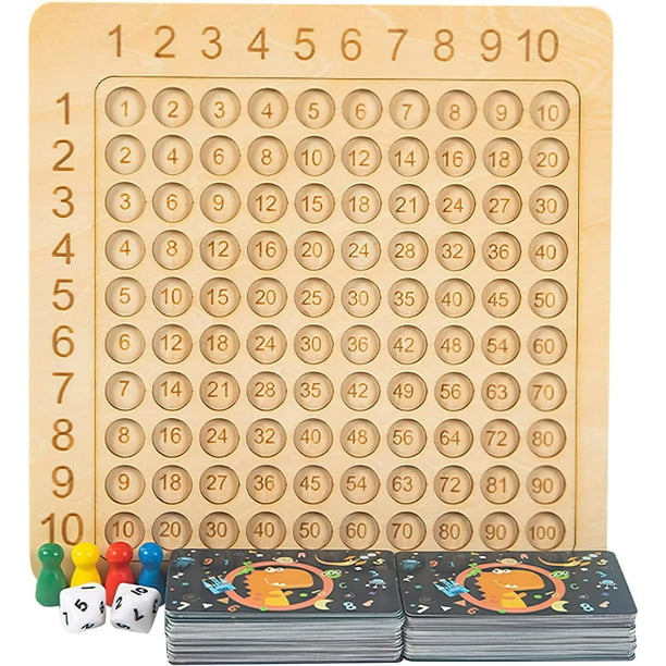 Table de Multiplication de Jeux de Piste en Bois Montessori Jeux de Cartes  Mathématiques Multiplication Partaculaire Jouets d'Apprentissage en Bois  pour les Enfants de 3 4 5 Ans et Plus 