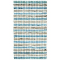 SAFAVIEH Montauk Candelario Striped Cotton Area Rug, Aqua/Multi, 3' x 5'