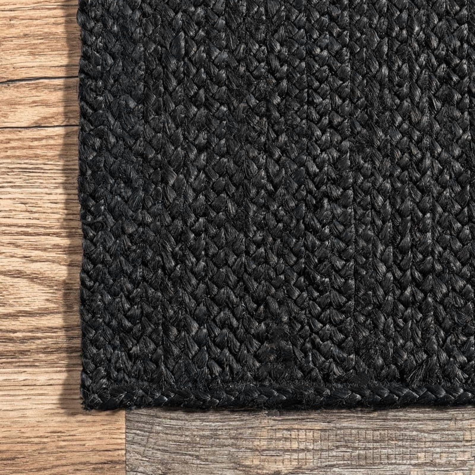 2x4 Ft Black Jute Area Rug | Handmade | Solid Farmhouse Design | Natural Jute Rug for Living Room | Dining Room | Bedroom | Kitchen | Hallway | Entryway