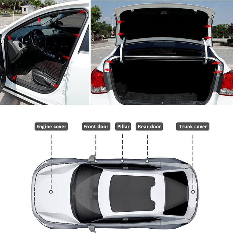 Car Door Seal Strip For Honda Civic Accord Jazz Fit CRV XRV, Rubber L-Shape Weather Stripping