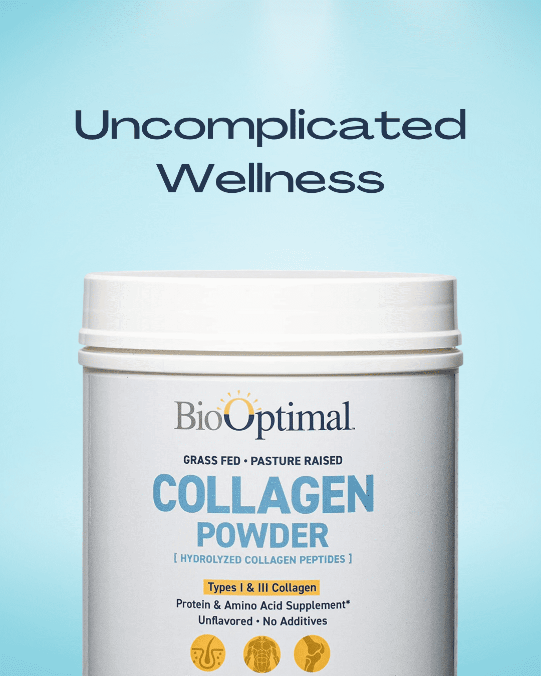BioOptimal Collagen Powder - Collagen Peptides Powder for Skin, Hair, Muscles & Joints, 450g