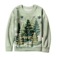 thumbnail image 5 of Christmas Sweatshirt for Women Fleece Lined Long Sleeve Crewneck Pullover Top Green M, 5 of 6