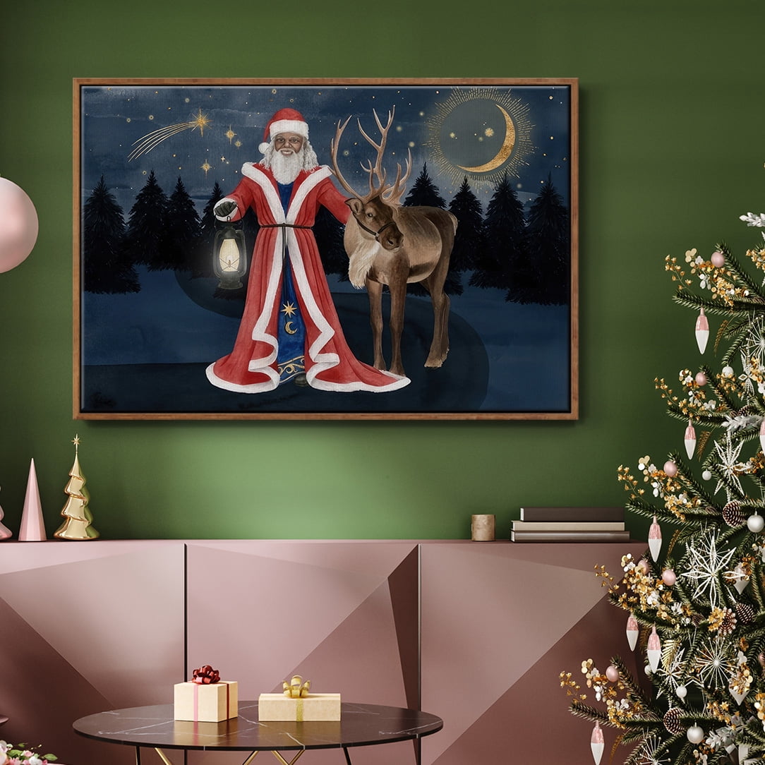 Celestial Christmas Collection A - Framed Gallery Wrapped Holiday Canvas - 27 x 41 - Rosewood Frame