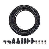 Uxcell 4mm OD PU Air Hose Pipe Tube Kit 10M Black with Push to Connect Fittings