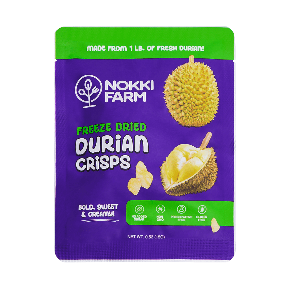 NOKKI FARM Freeze Durian Fruit, Healthy & Exotic Tropical Superfood Snacks, Kid-Approved, No Added Sugar or Preservatives, Shelf-Stable, 0.53 Oz, 6 Pack