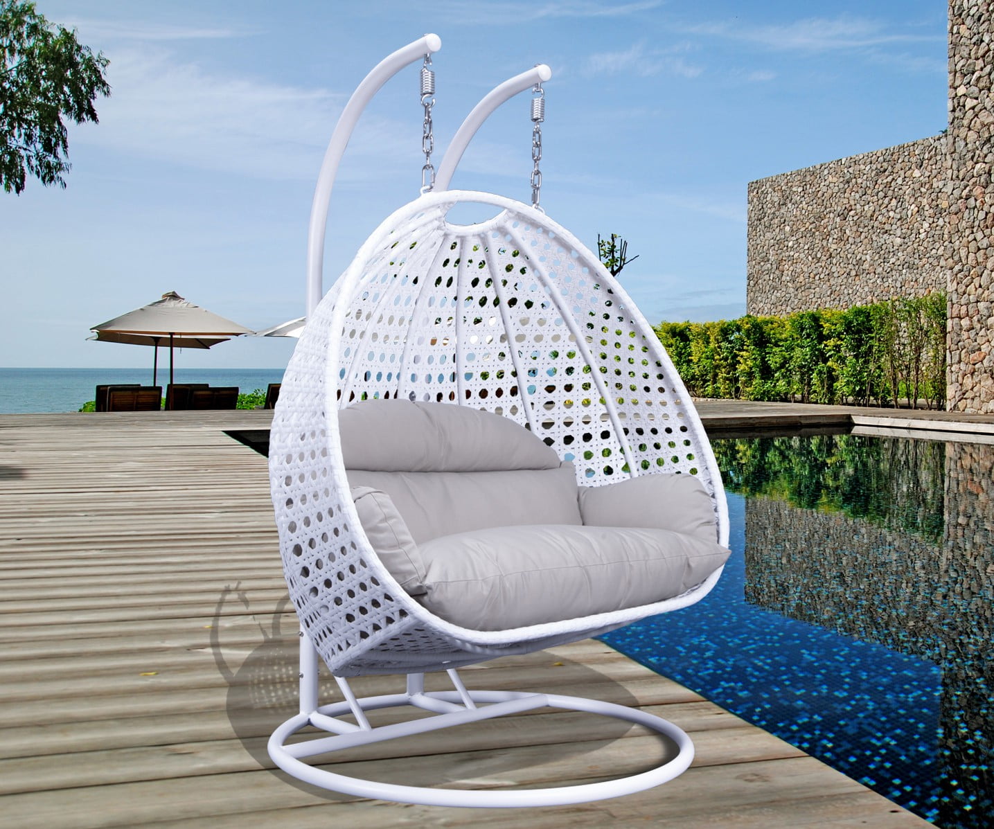 LeisureMod Wicker Hanging 2 Person Egg Shaped Swing Chair White   2d38d147 94bb 47ee 9840 F5eec83b9670 1.859003c7f48d5108bd3a53dd16a99f43 