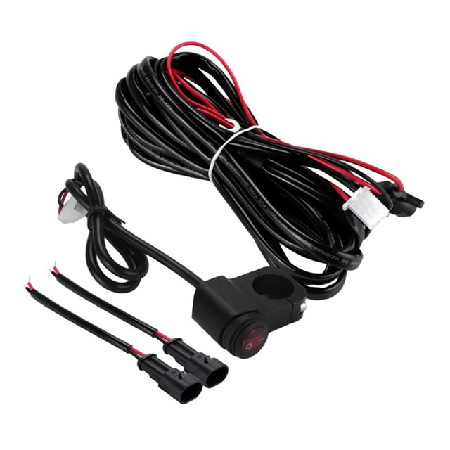 koolsoo Motorcycle Two Lights Wiring Harness Easily Install Waterproof Connector 1.6M Cable