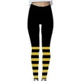 thumbnail image 3 of DDAPJ pyju Bee Day Leggings for Women Casual Striped Tights Tummy Control High Waisted Yoga Pants Buttery Soft Casual Milk Silk Legging Yellow#1 XL, 3 of 5