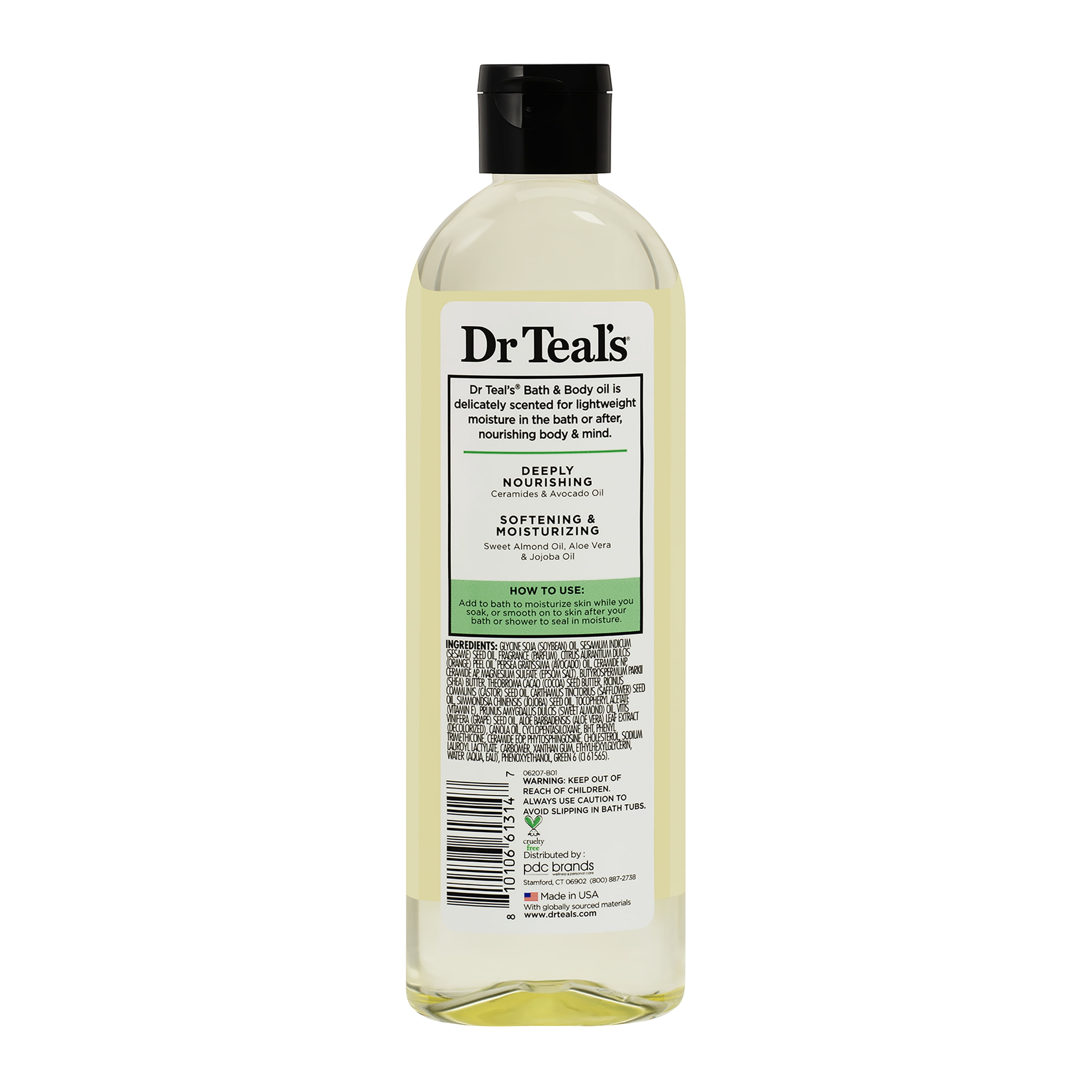 Dr Teal's Moisturizing Bath & Body Oil, Glow & Hydrate with Ceramides and Avocado Oil, 8.8 fl oz