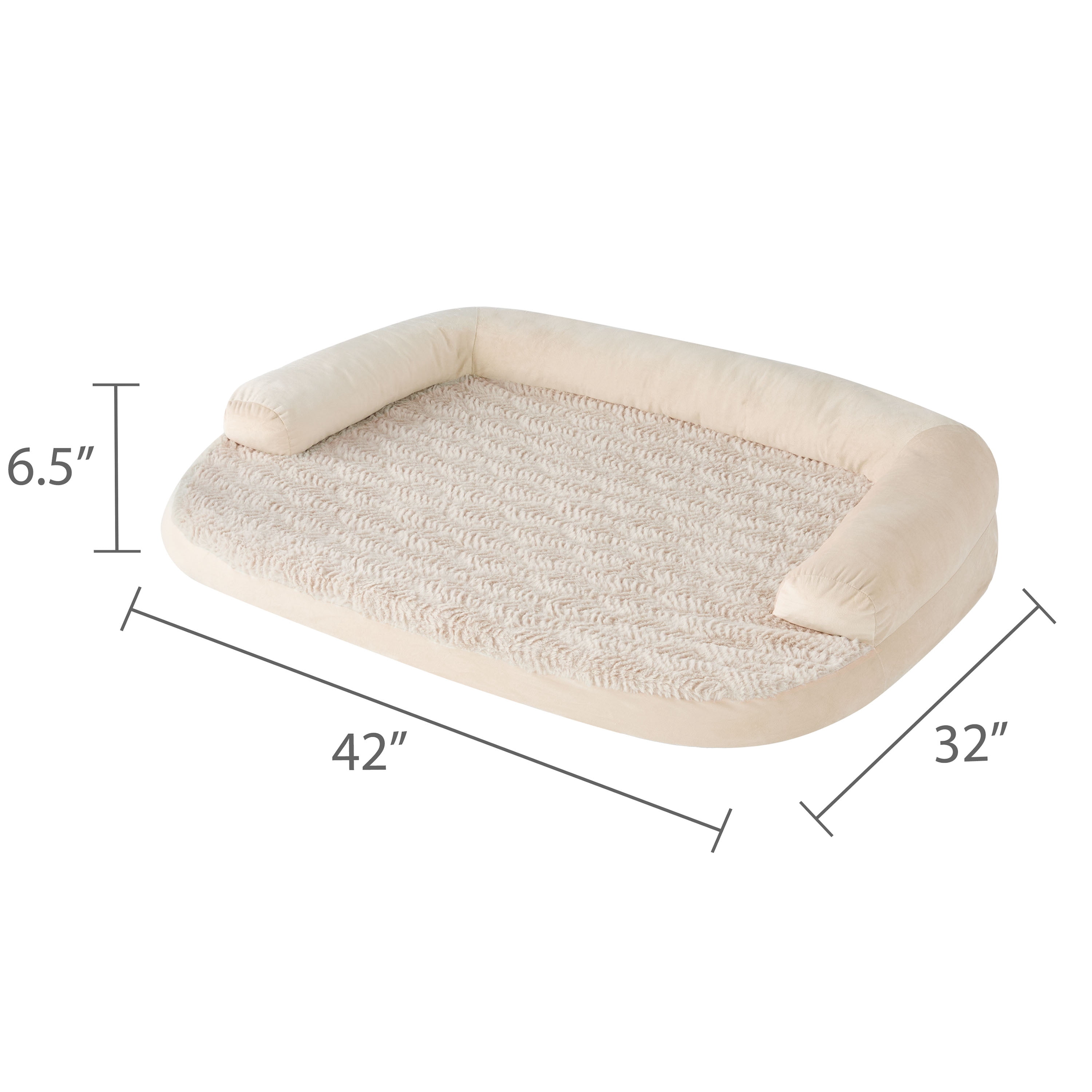 Vibrant Life Large Round Corner Sofa Style Dog Bed, Tan, 32" x 42"