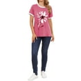thumbnail image 5 of ZXSXSY Women Floral Printed Round Neck Short Sleeves Top, 5 of 6