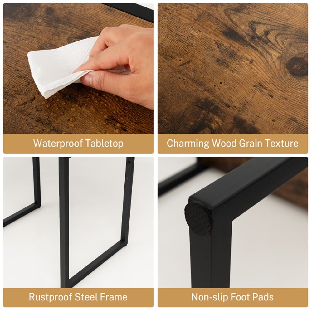 Finihen End Side Table, Rectangular Nightstand, Industrial Side Table with Anti-Rust Steel Frame and Open Storage, for Living Room, Bedroom, Brown Finihen End Side Table, Rectangular Nightstand, Industrial Side Table with Anti-Rust Steel Frame and Open Storage, for Living Room, Bedroom, Brown